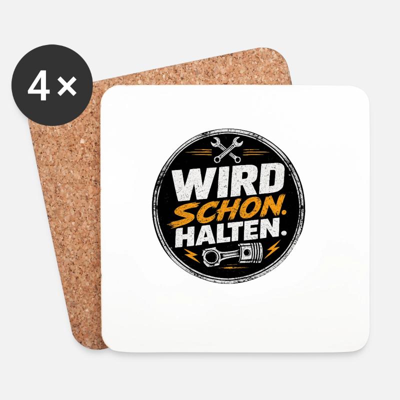 Wird Schon Halten Mechaniker - Untersetzer (4er-Set) - Weiß