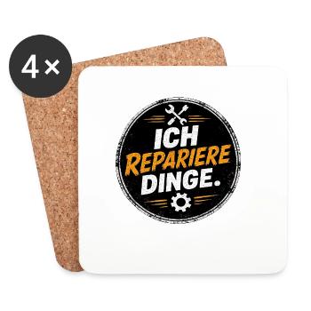 Ich repariere Dinge – Handwerk Spruch - Untersetzer (4er-Set) - Weiß - Vorne