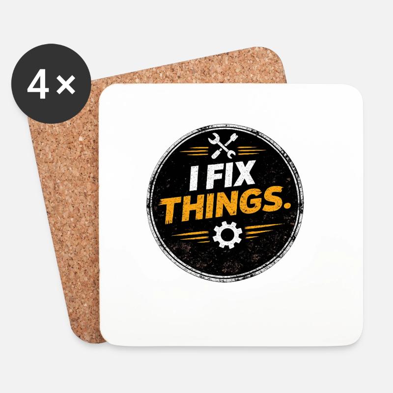 I Fix Things Mechaniker-Logo - Untersetzer (4er-Set) - Weiß