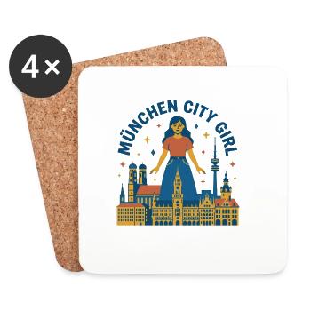 Munich City Girl - Coasters (set of 4) - white - Front