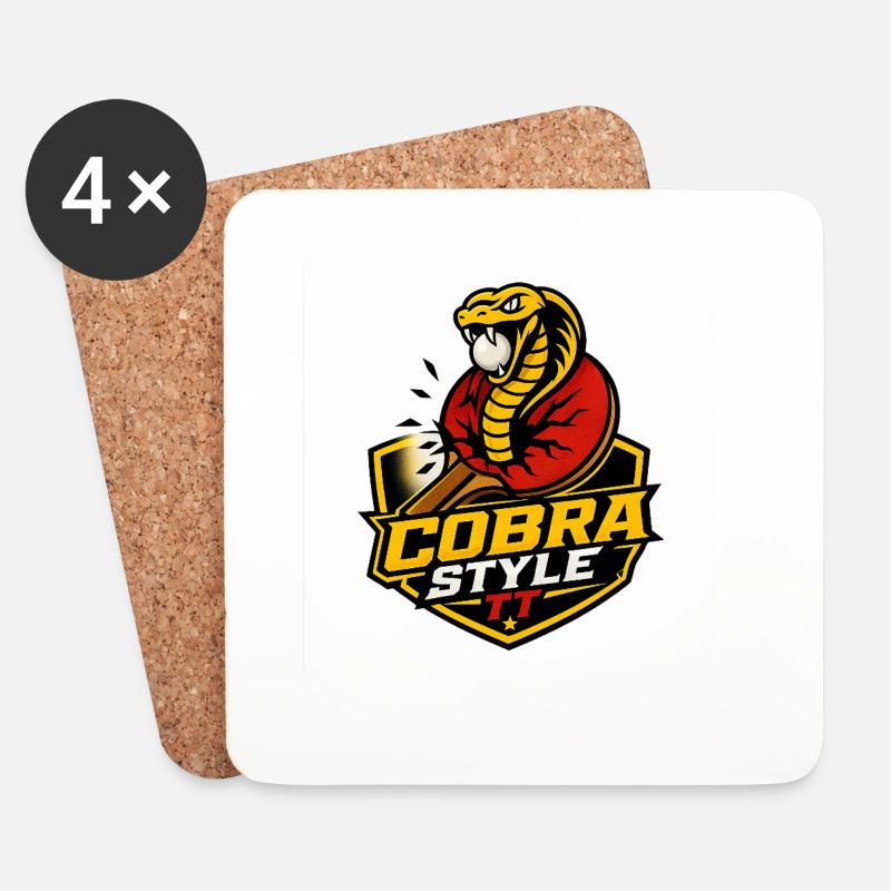 Cobra-Stil Tischtennis - Untersetzer (4er-Set) - Weiß