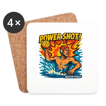 Retro Water Polo Power Shot - Coasters (set of 4) - white - Front