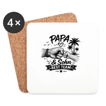 Papa & Sohn Best Team Shirt - Untersetzer (4er-Set) - Weiß - Vorne