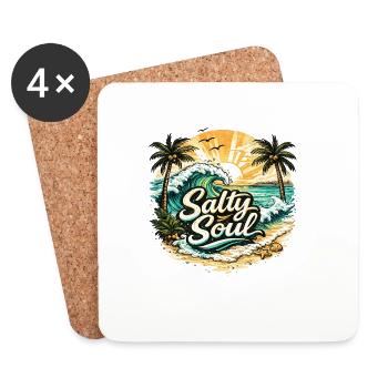Salty Soul Beach Shirt - Coasters (set of 4) - white - Front