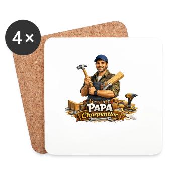 Papa Charpentier Bois et Outils - Dessous de verre (lot de 4) - blanc - Devant