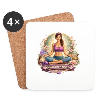 Maman Yoga Zen Fleurs Cristaux - Dessous de verre (lot de 4) - blanc - Devant