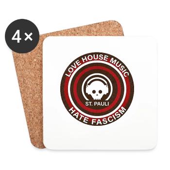 Love House Music - haïr le fascisme - Dessous de verre (lot de 4) - blanc - Devant