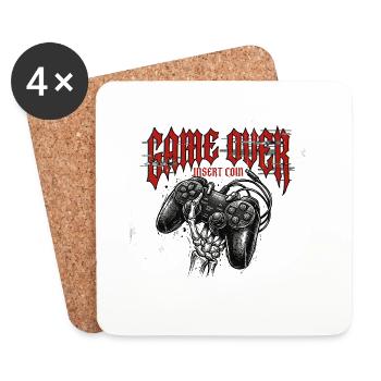 Game Over Grunge rétro manette - Dessous de verre (lot de 4) - blanc - Devant