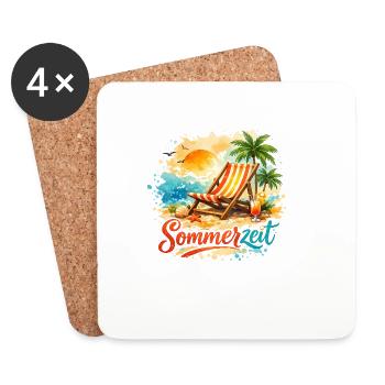 Sommerzeit im Liegestuhl - Untersetzer (4er-Set) - Weiß - Vorne