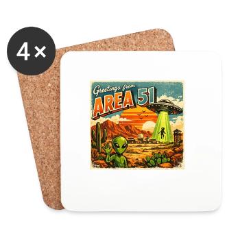 Area 51 Retro-Postkarte - Untersetzer (4er-Set) - Weiß - Vorne
