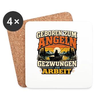 Geboren Zum Angeln Gezwungen Zur Arbeit - Untersetzer (4er-Set) - Weiß - Vorne