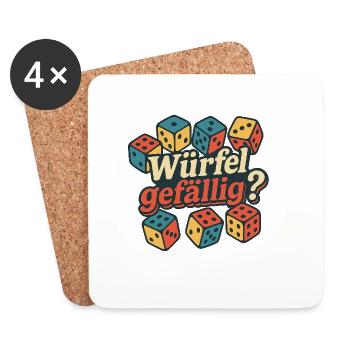 Würfelgefällig Retro Würfel-Design - Untersetzer (4er-Set) - Weiß - Vorne