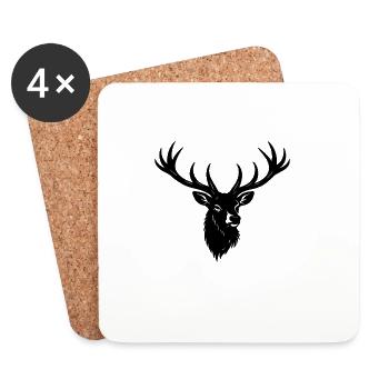 Deer Head Silhouette - Coasters (set of 4) - white - Front