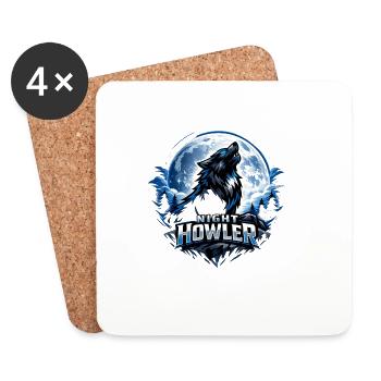 Night Wolf Howler - Coasters (set of 4) - white - Front