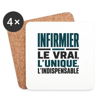  infirmier homme humour le vrai cadeau - Dessous de verre (lot de 4) - blanc - Devant