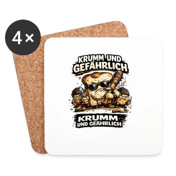 Krumm und Gefährlich Brot Fun Shirt - Untersetzer (4er-Set) - Weiß - Vorne