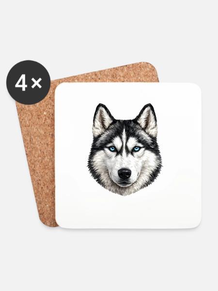 Geometric Husky View - Coasters (set of 4) - white
