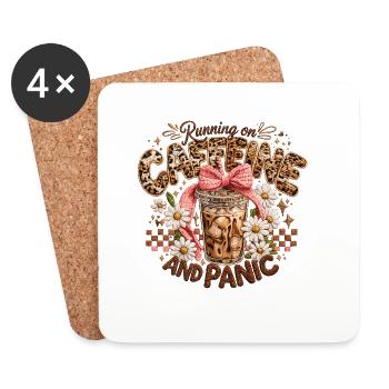 Kaffee Panik: Caffeine Run Morgenmuffel Schicht - Dessous de verre (lot de 4) - blanc - Devant