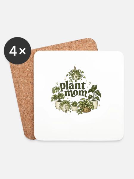 Plant Mom Vintage Pflanzenliebe - Untersetzer (4er-Set) - Weiß
