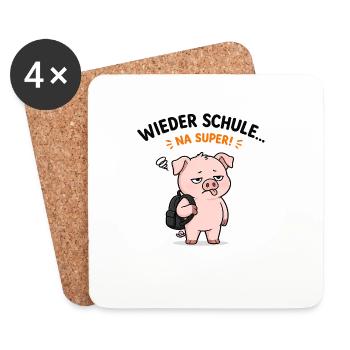Wieder Schule Schweinchen Na Super - Untersetzer (4er-Set) - Weiß - Vorne