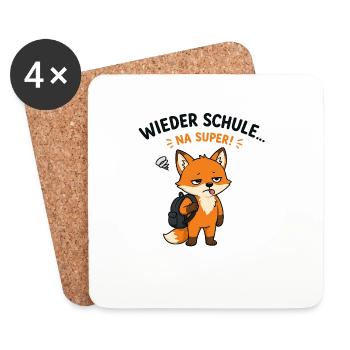 Fuchs Zur Schule Na Super - Untersetzer (4er-Set) - Weiß - Vorne