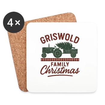 Tracteur de Noël de la famille Griswold - Dessous de verre (lot de 4) - blanc - Devant