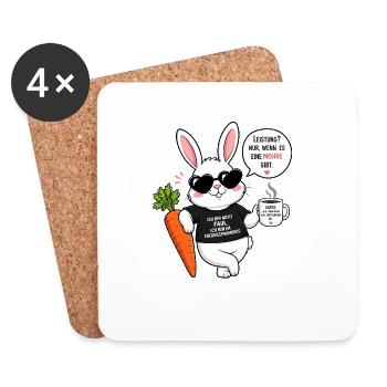Chilliger Hase mit Karotte & Kaffee - Untersetzer (4er-Set) - Weiß - Vorne