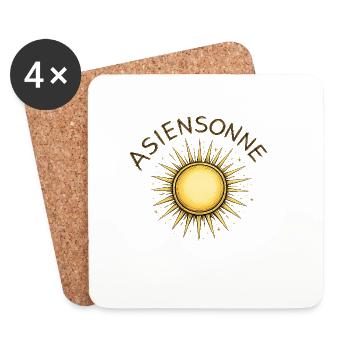 Emblème des Rayons de Soleil Dorés - Dessous de verre (lot de 4) - blanc - Devant