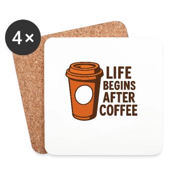 Life Begins After Coffee - Coasters (set of 4) - white - Front