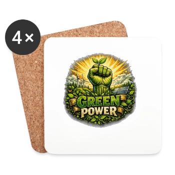 Green Power : Poings Focus Environnementaux - Dessous de verre (lot de 4) - blanc - Devant