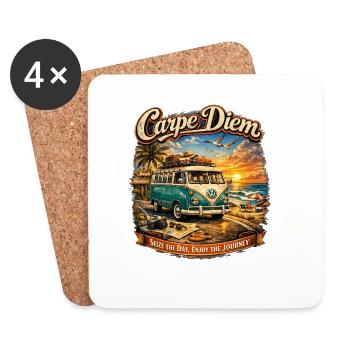 Cape Diem  Bus Strandreise - Untersetzer (4er-Set) - Weiß - Vorne