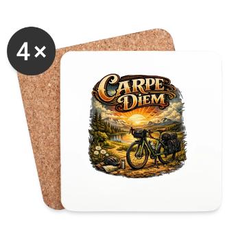 Carpe Diem Fahrradabenteuer Sonnenaufgang - Untersetzer (4er-Set) - Weiß - Vorne