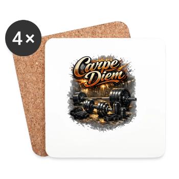 Carpe Diem Krafttraining Motiv - Untersetzer (4er-Set) - Weiß - Vorne