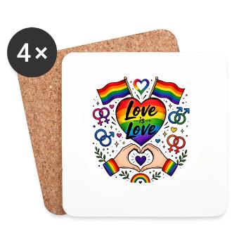 Love Is Love Rainbow Heart - Coasters (set of 4) - white - Front