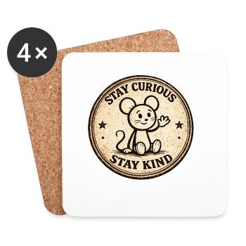 Curious Mouse Vintage Badge - Coasters (set of 4) - white - Front