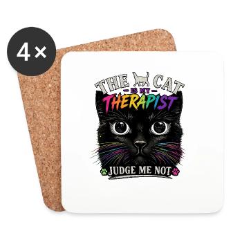 Cat Therapy: Colorful Paw Dreams - Coasters (set of 4) - white - Front