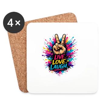 Peace Color Splash – Live Love Laugh - Untersetzer (4er-Set) - Weiß - Vorne