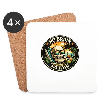 Strandskull No Brain No Pain - Untersetzer (4er-Set) - Weiß - Vorne