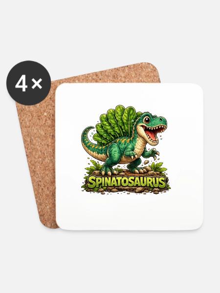 Spinatosaurus - Untersetzer (4er-Set) - Weiß