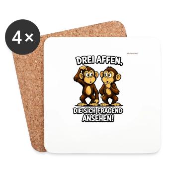 Drei Affen die sich fragend ansehen  - Untersetzer (4er-Set) - Weiß - Vorne