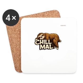 Chill Mal Sloth Illustration - Untersetzer (4er-Set) - Weiß - Vorne