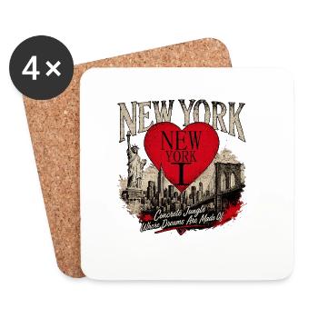 New York Herz Stadtlandschaft - Untersetzer (4er-Set) - Weiß - Vorne