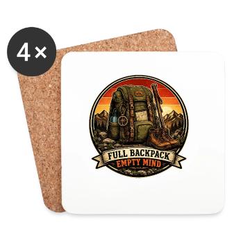 Full Backpack, Empty Mind, Hiking Shirt and gift - Coasters (set of 4) - white - Front