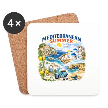 Mittelmeer-Sommerroller Côte Bleue - Untersetzer (4er-Set) - Weiß - Vorne
