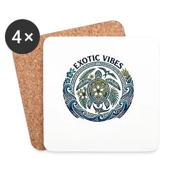 Exotische Vibes 🐢 Sammlung Textil Tatau - Untersetzer (4er-Set) - Weiß - Vorne