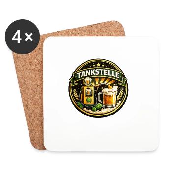 Tankstelle Bier Vintage Badge - Untersetzer (4er-Set) - Weiß - Vorne