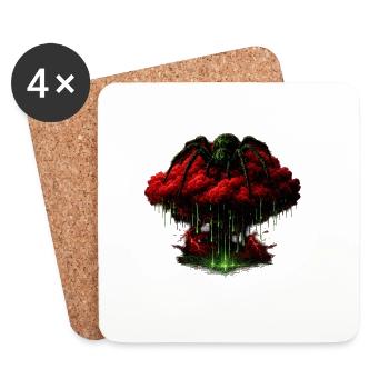 Green spider magic over red cloud - Coasters (set of 4) - white - Front