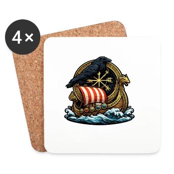 Rabenruder Viking-Schiff Emblem - Untersetzer (4er-Set) - Weiß - Vorne