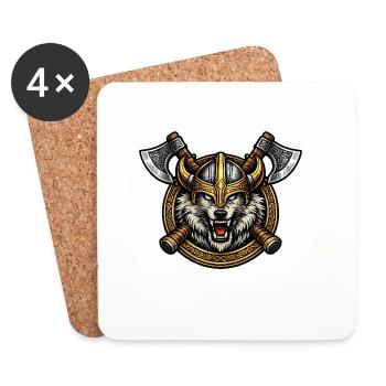 Wiking-Wolfshelm Emblem - Untersetzer (4er-Set) - Weiß - Vorne
