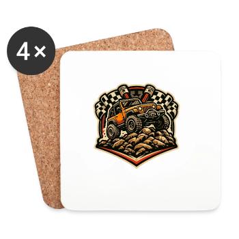 Offroad Jeep Rockcrawl Badge - Untersetzer (4er-Set) - Weiß - Vorne